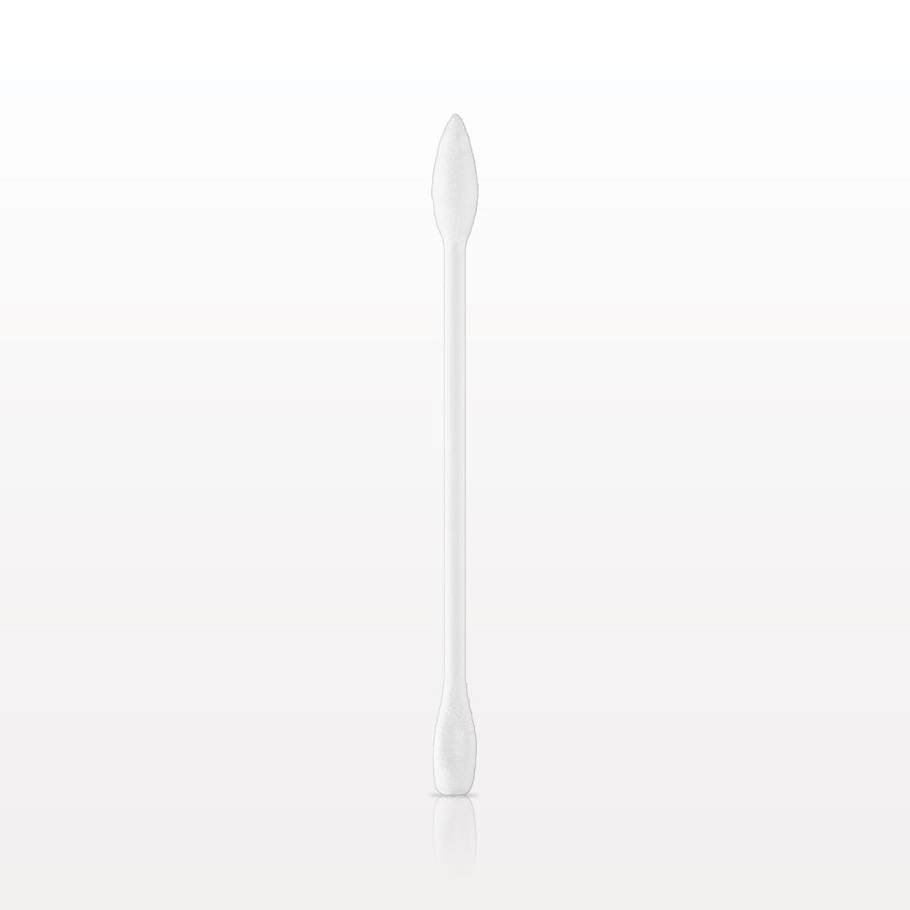 Dual Ended Point/Flat Round Tip Swab with White Handle; 50/Bag