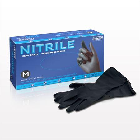 Safeko® Nitrile Gloves, Exam Grade, Powder-Free, Latex-Free, Black