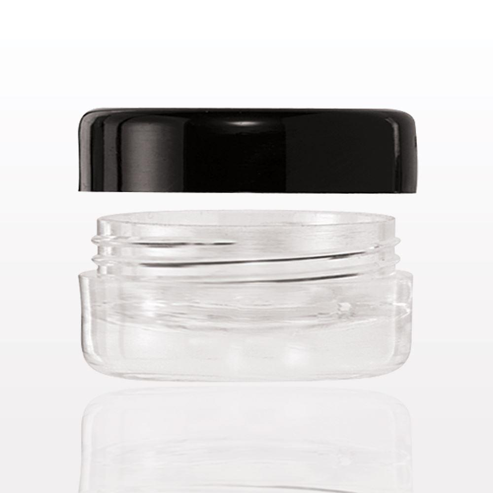 Clear Double Wall Jar, Clear Cap w/Black Trim