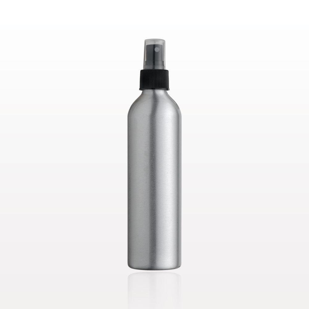 Aluminum Bottle and Black Sprayer with Clear Overcap