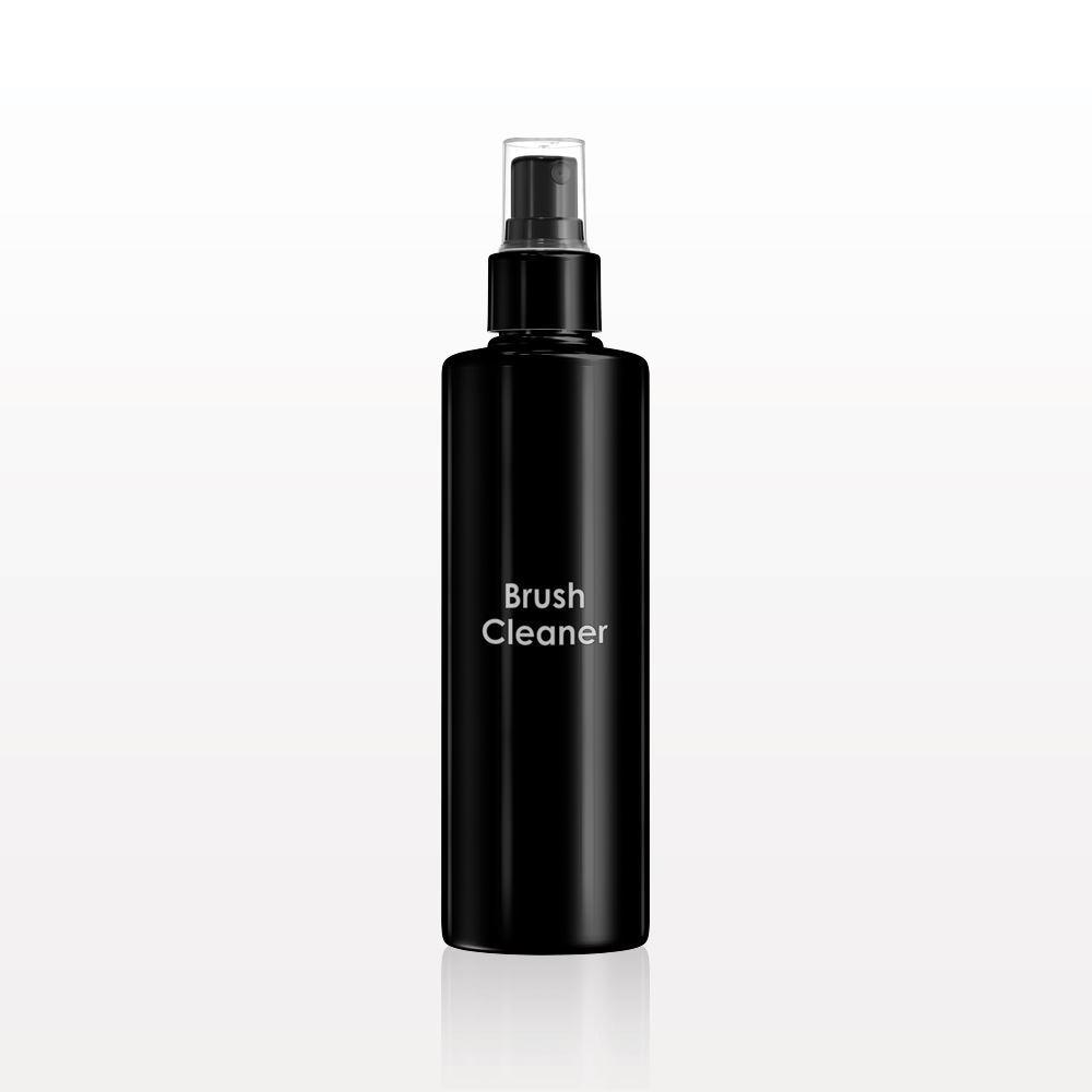 Printed Cylinder Bottle, Black with Fine Mist Sprayer and Overcap, Clear for Brush Cleaner