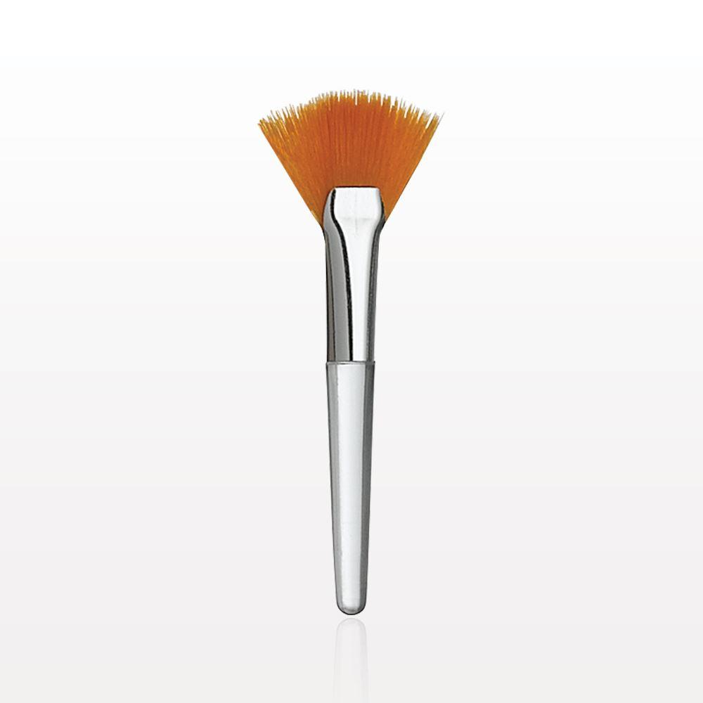 Mini Fan Brush with Clear Handle & Shiny Silver Ferrule; 2 inch