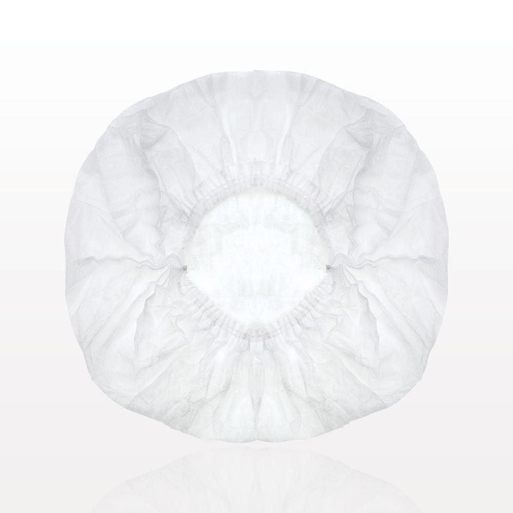 Disposable Gathered Bouffant Cap, White