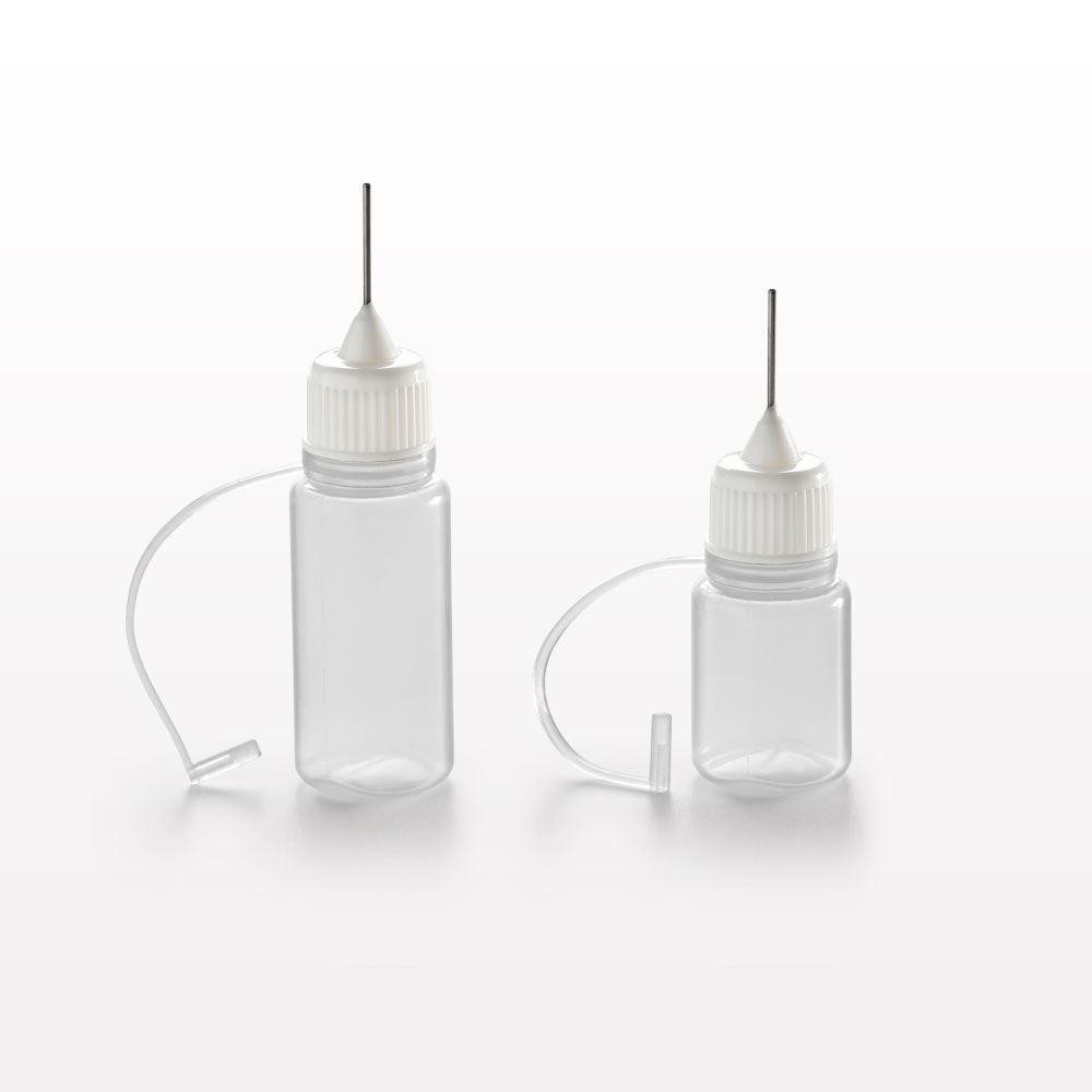 Dropper Bottle, Clear with White Screw-Top and Blunt Needle Tip