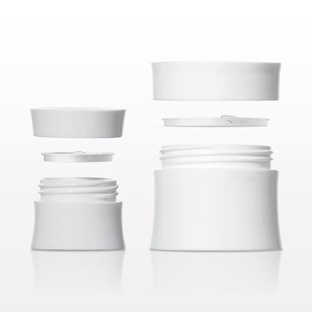 Hourglass Jar with Cap, White and Disc Liner, Clear