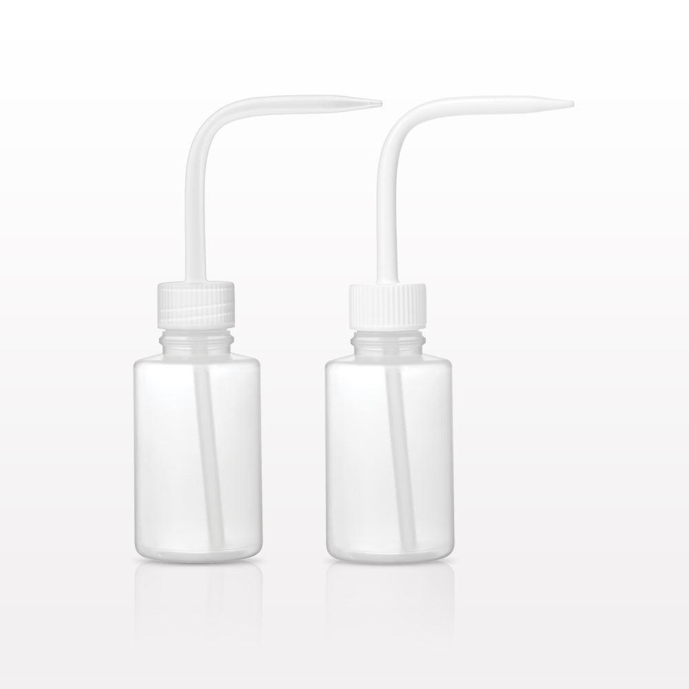 Narrow-Mouth Wash Bottle, Natural with Curved Dispensing Tip, White