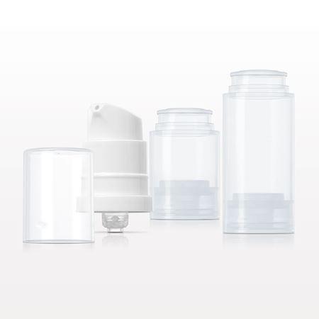 Airless Lotion Pump, White with Overcap, Natural and Airless Bottles, Natural