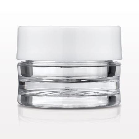 Sampling Jar, Clear and Flat Threaded Cap with Liner, White