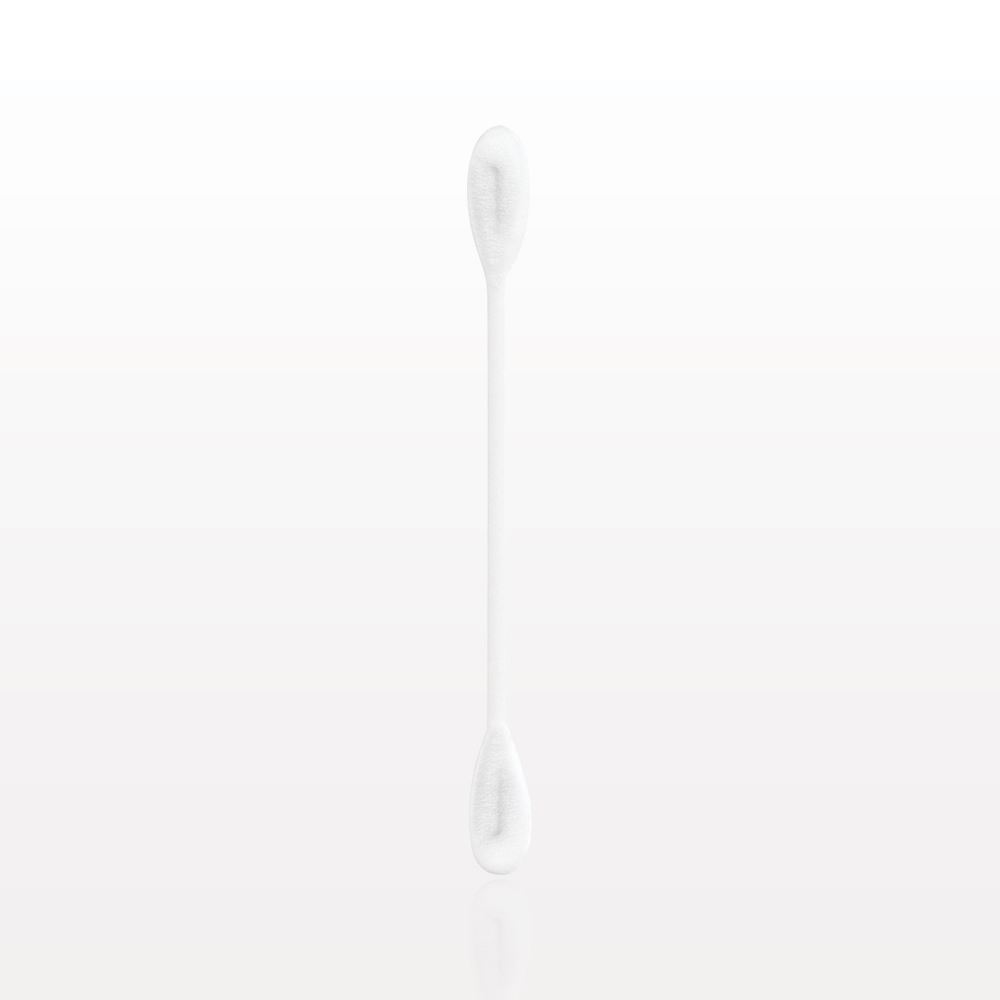 Swab, Dual Ended Flat Oval Tip, White Handle