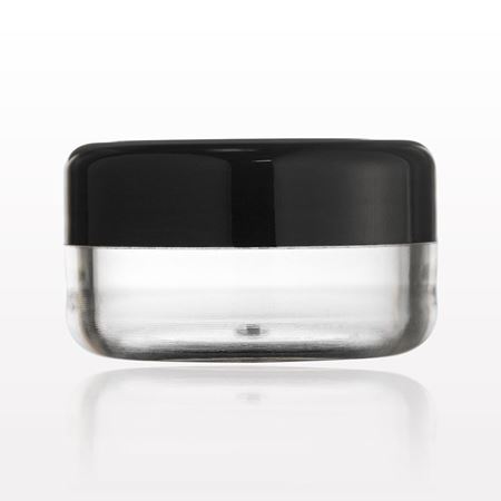 Clear Round Threaded Jar and Black Cap