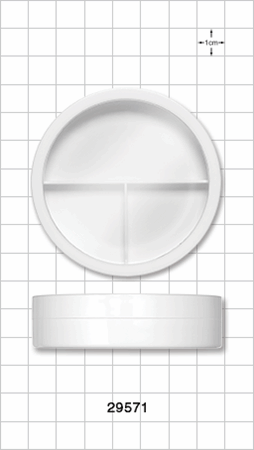 Discontinued Jar with 3 Way Divider and Cap, Ivory