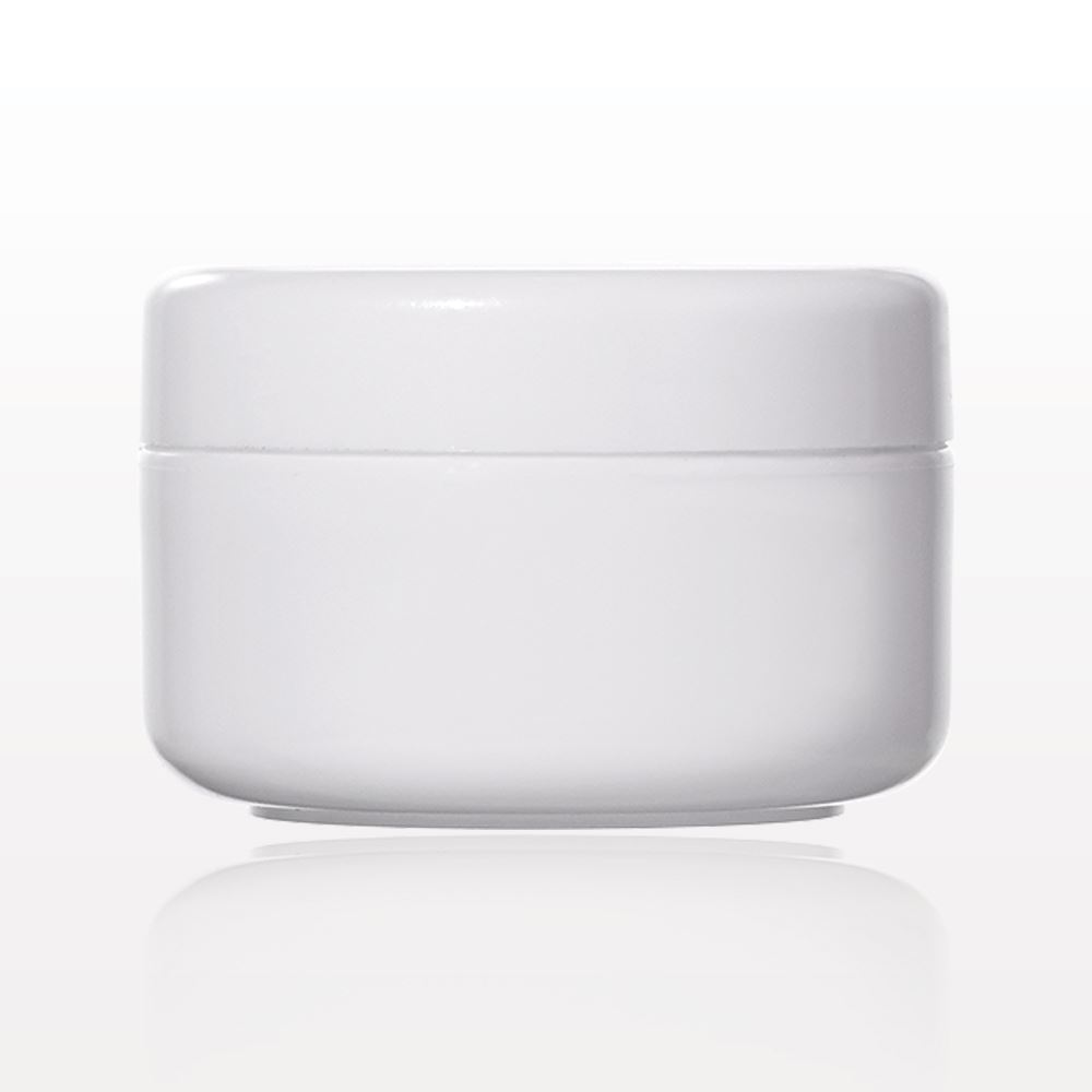 Jar with Cap, White and Disc Liner, Clear