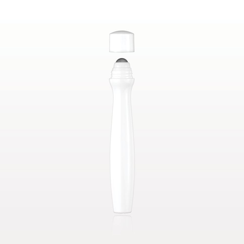 Tubular Roller Ball Bottle with Cap, White