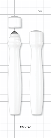 Tubular Roller Ball Bottle with Cap, White