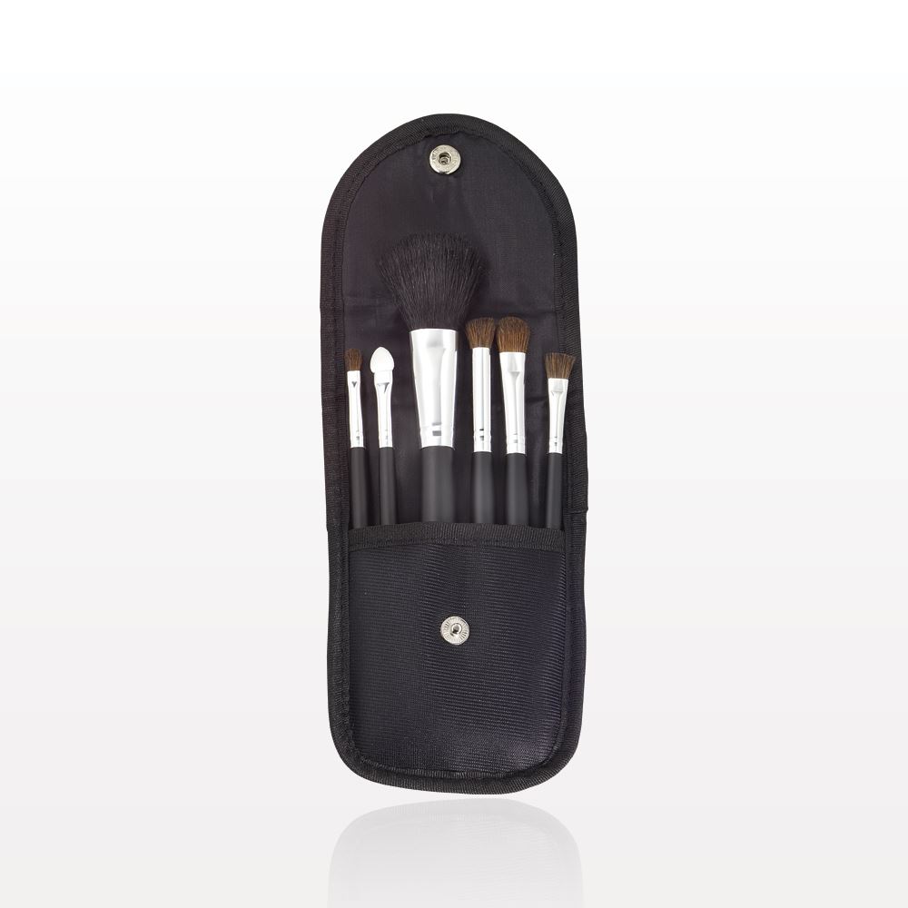 6 -Piece Black Brush Set with Snap Front Case