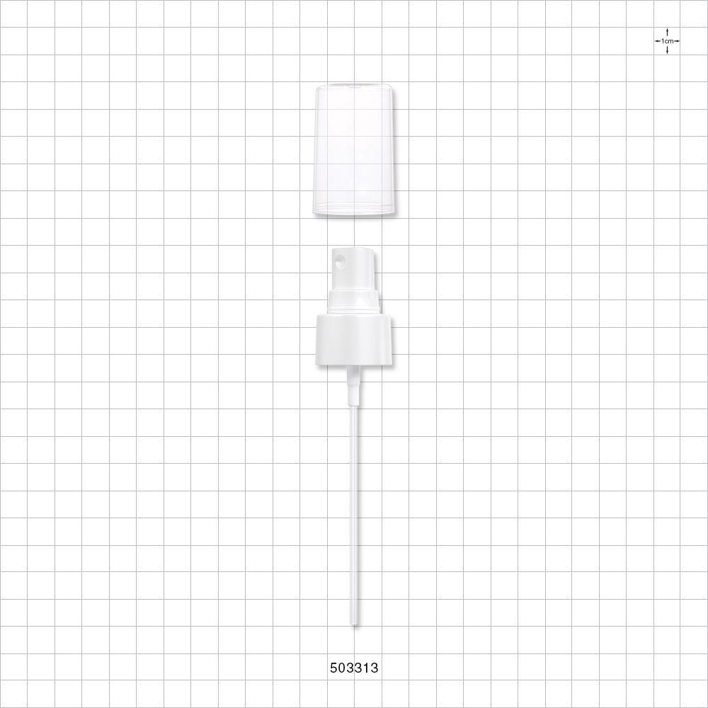 Fine Mist Sprayer with Smooth Neck, White and Overcap, Clear for 503311