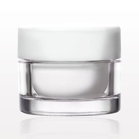 Double Walled Jar, Clear with Cap and Insert, White