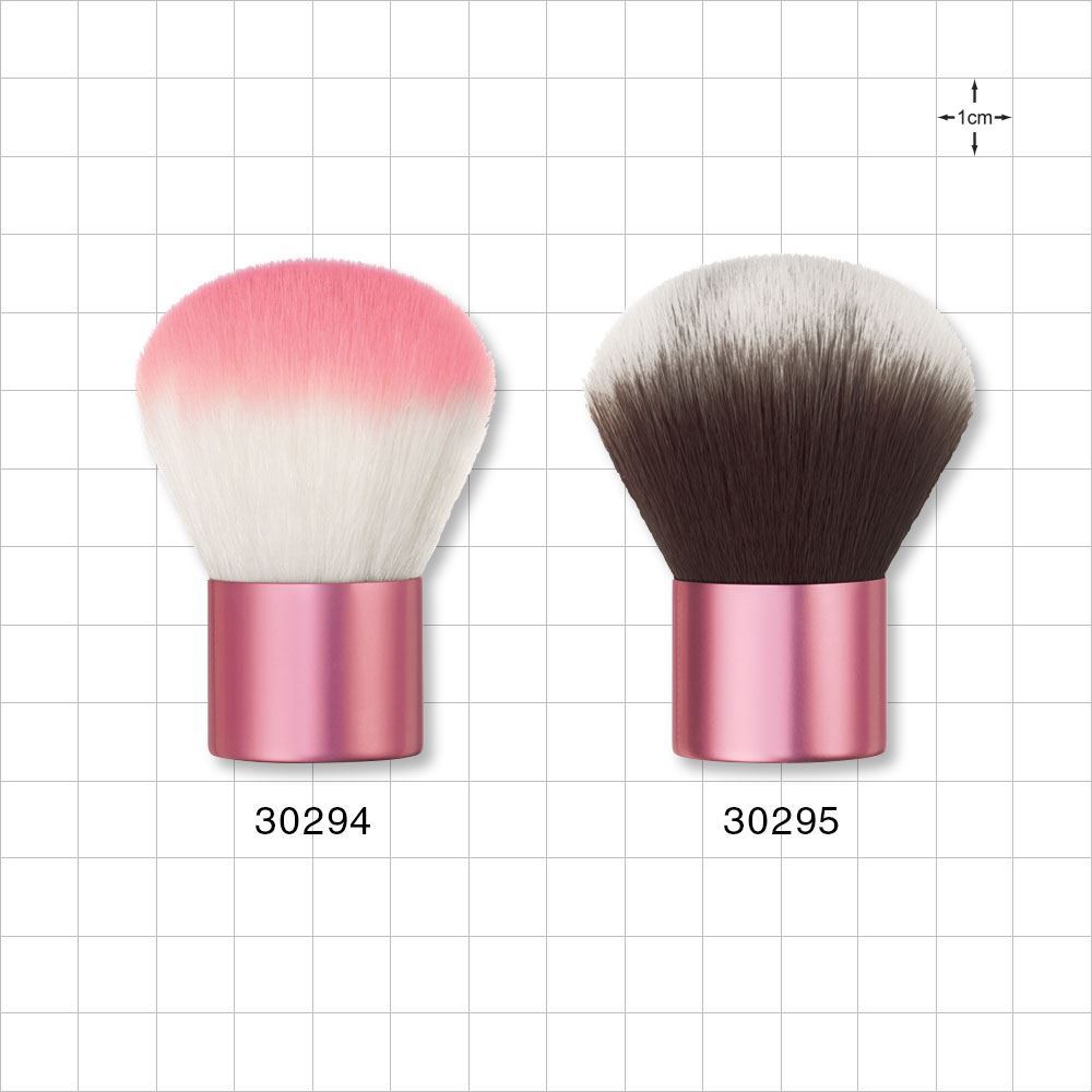 Two Tone Kabuki Brush with Pink Tips and Shiny Pink Handle