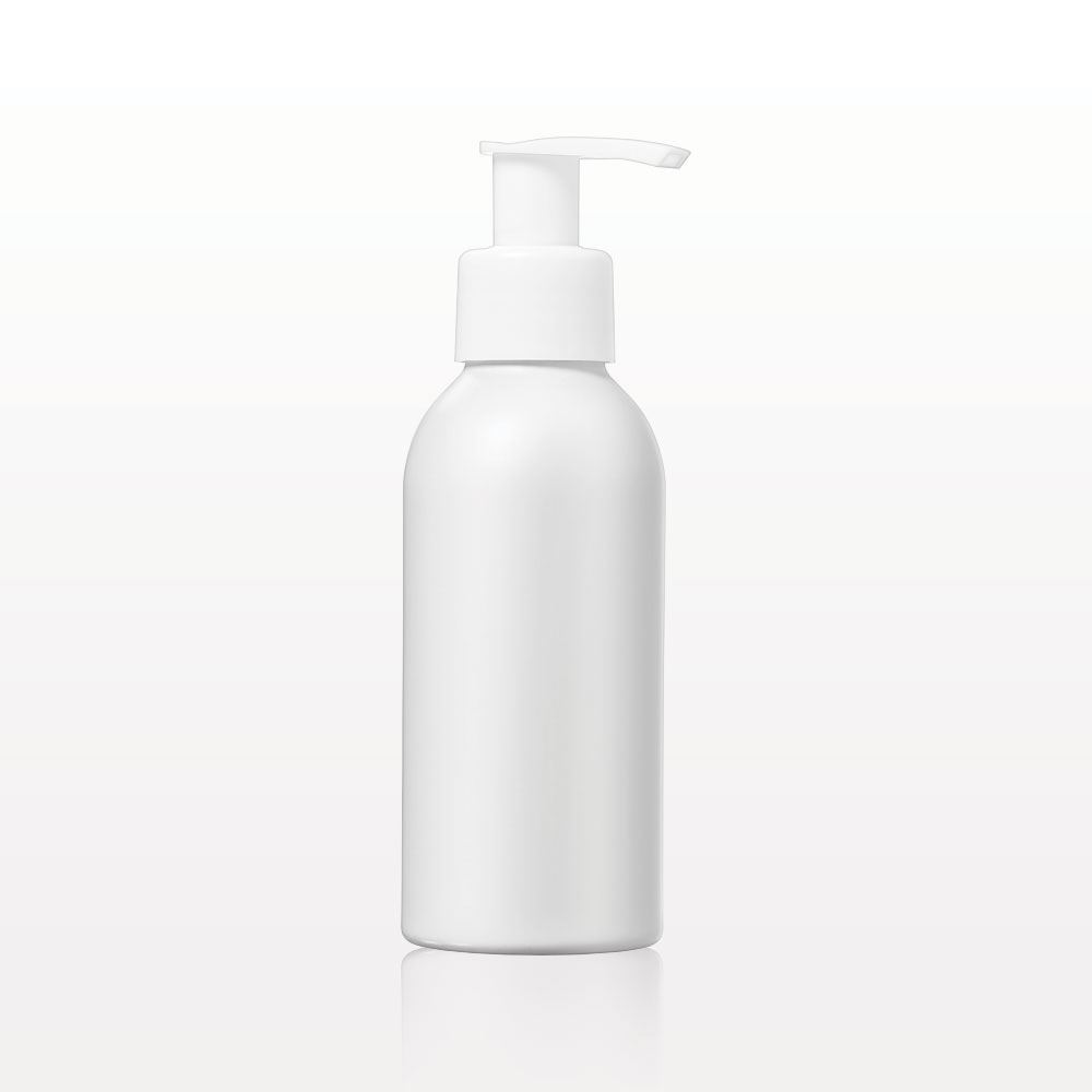 Aluminum Bottle with Lotion Pump, Matte White