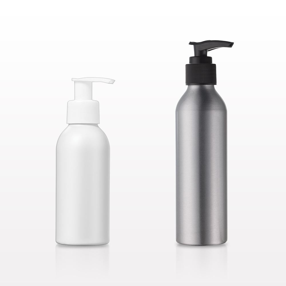 Aluminum Bottle with Lotion Pump, Matte White