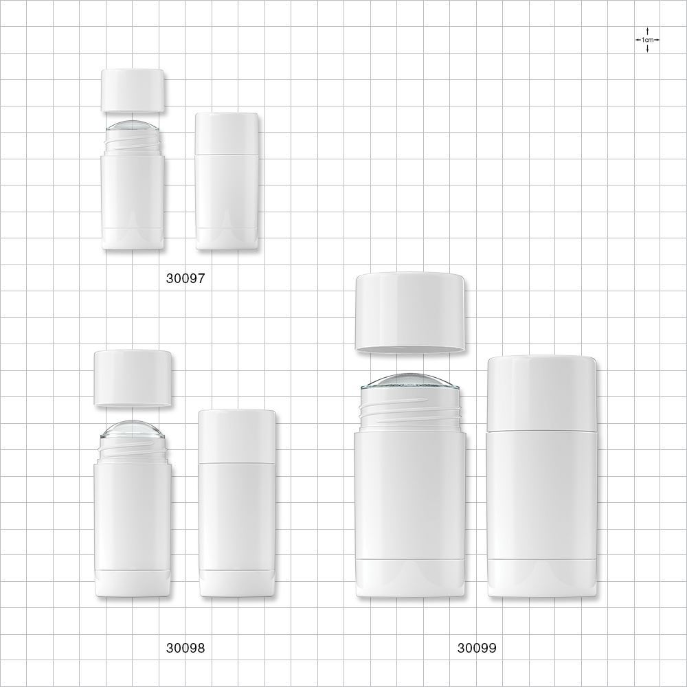 Round Twist-Up Deodorant Container and Cap, White