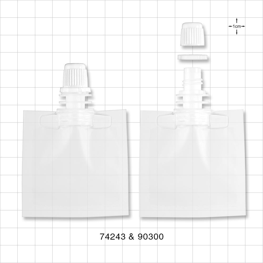 Spout Pouch, Natural with Tamper-Evident Screw Cap, White