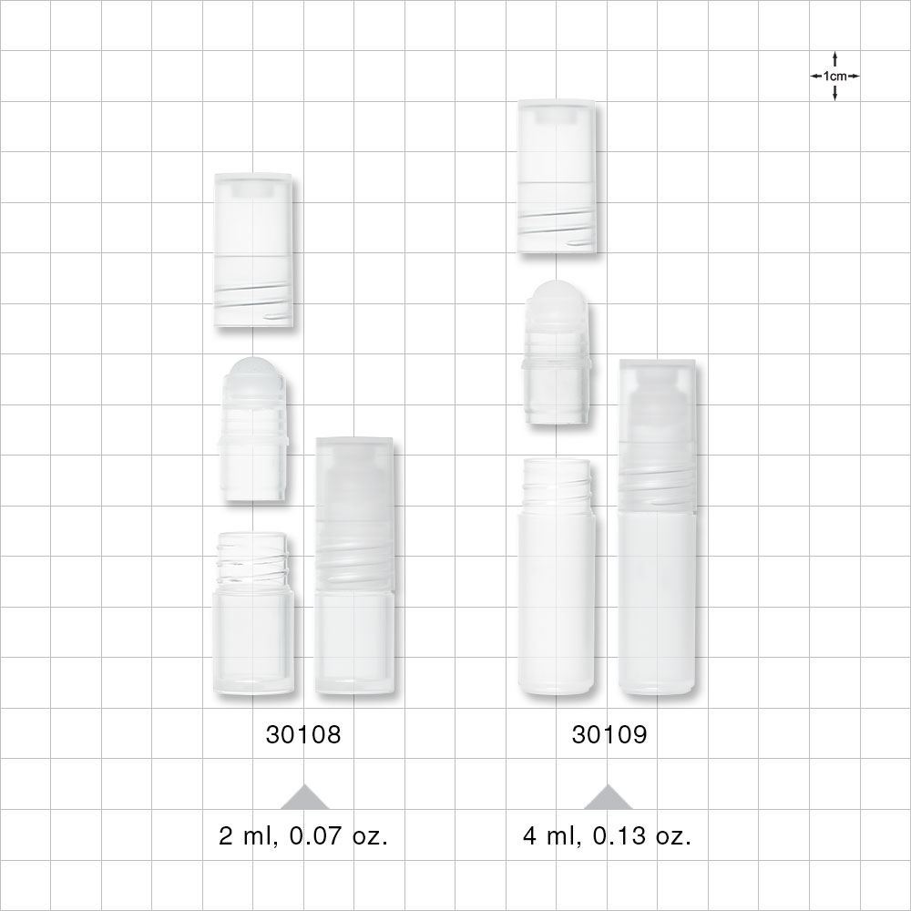Roller Ball Bottle with Housing and Cap, Natural