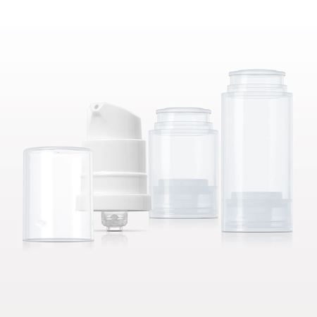 Airless Lotion Pump, White with Overcap, Natural and Airless Bottles, Natural
